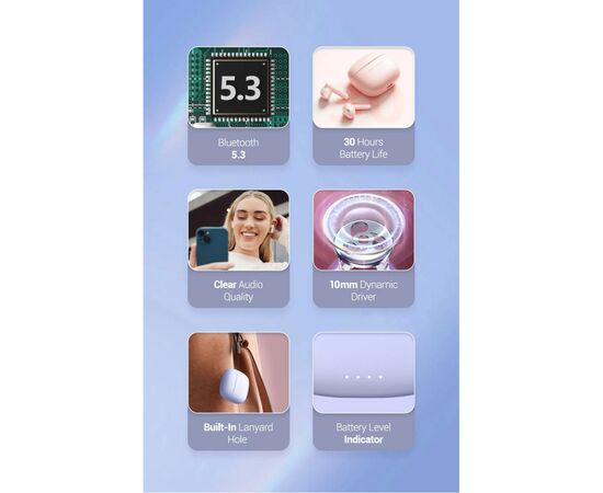 Наушники Vention Elf Earbuds E03 Purple (NBHV0), изображение 5 Наушники Vention Elf Earbuds E03 Purple (NBHV0), изображение 5