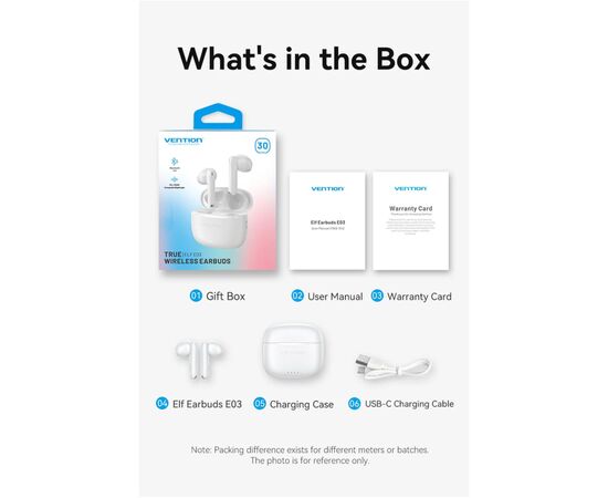 Наушники Vention Elf Earbuds E03 White (NBHW0), изображение 2 Наушники Vention Elf Earbuds E03 White (NBHW0), изображение 2