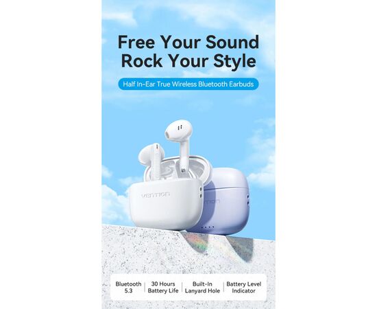 Наушники Vention Elf Earbuds E03 White (NBHW0), изображение 5 Наушники Vention Elf Earbuds E03 White (NBHW0), изображение 5
