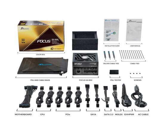 Блок питания Seasonic 850W (FOCUS-GX-850-V4), изображение 9 Блок питания Seasonic 850W (FOCUS-GX-850-V4), изображение 9