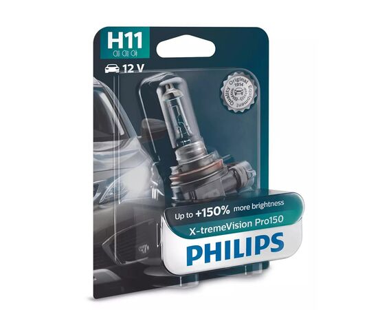 Автолампа Philips H11 X-treme VISION PRO +150%, 3700K, 1шт/блістер (12362XVPB1), изображение 3 Автолампа Philips H11 X-treme VISION PRO +150%, 3700K, 1шт/блістер (12362XVPB1), изображение 3