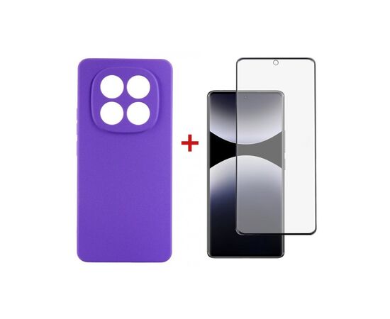 Чехол для мобильного телефона Dengos Kit Xiaomi Redmi Note 14 Pro case Carbon + glass (Purple) (DG-KM-130)