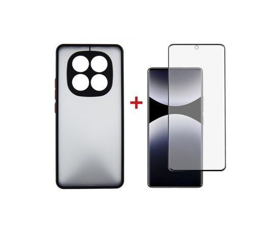 Чохол до мобільного телефона Dengos Kit Xiaomi Redmi Note 14 Pro case Matte + glass (Black) (DG-KM-128)