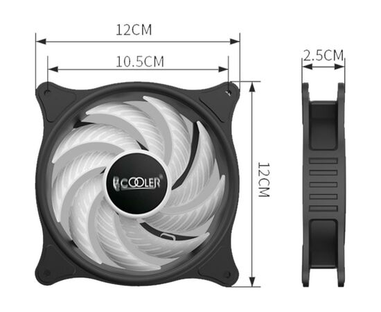 Кулер до корпусу PcCooler FX-120-3, зображення 6 Кулер до корпусу PcCooler FX-120-3, зображення 6