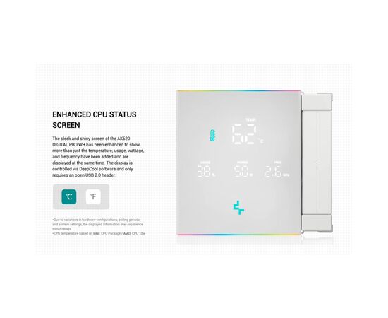 Кулер до процесора Deepcool AK620 Digital Pro White (R-AK620-WHAPMN-G), зображення 12 Кулер до процесора Deepcool AK620 Digital Pro White (R-AK620-WHAPMN-G), зображення 12