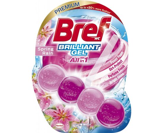 Туалетный блок Bref Блестящий гель Весенний дождь 42 г (9000101509182)