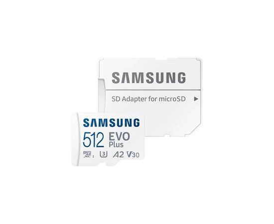 Карта памяти Samsung 512 GB microSDXC Class 10 UHS-I U3 V30 A2 EVO Plus+SD Adapte (MB-MC512SA/EU), изображение 5 Карта памяти Samsung 512 GB microSDXC Class 10 UHS-I U3 V30 A2 EVO Plus+SD Adapte (MB-MC512SA/EU), изображение 5