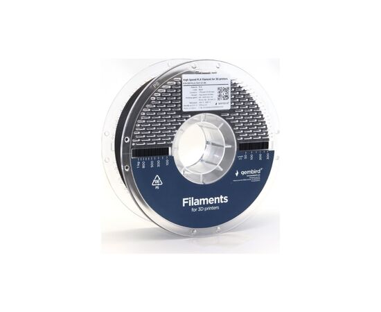 Пластик для 3D-принтера Gembird PLA High Speed 1.75 мм, 1kg black (3DP-PLA1.75HY-01-BK), зображення 2 Пластик для 3D-принтера Gembird PLA High Speed 1.75 мм, 1kg black (3DP-PLA1.75HY-01-BK), зображення 2