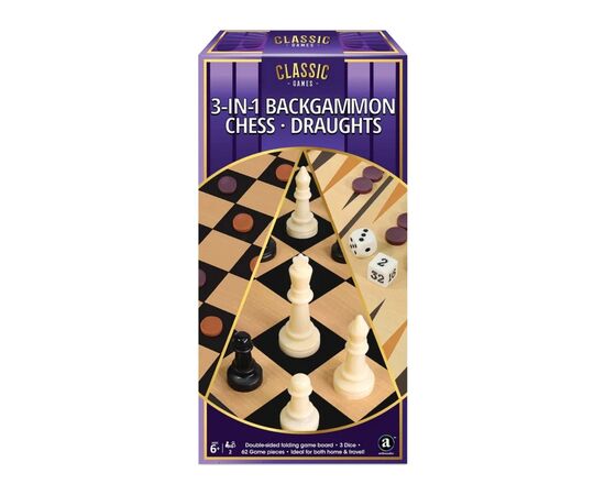 Настільна гра Ambassador Набір 3-in-1 Backgammon Chess Draughts (англ) (6337864)