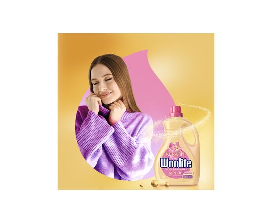 Гель для стирки Woolite Для шерсти и деликатных тканей С кератином 1.8 л (5900627090468), изображение 2 Гель для стирки Woolite Для шерсти и деликатных тканей С кератином 1.8 л (5900627090468), изображение 2