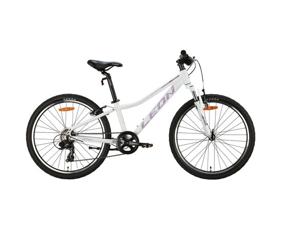 Велосипед Leon 24" Junior AM Vbr рама-12" Al білий з бузковим 2024 (OPS-LN-24-095)