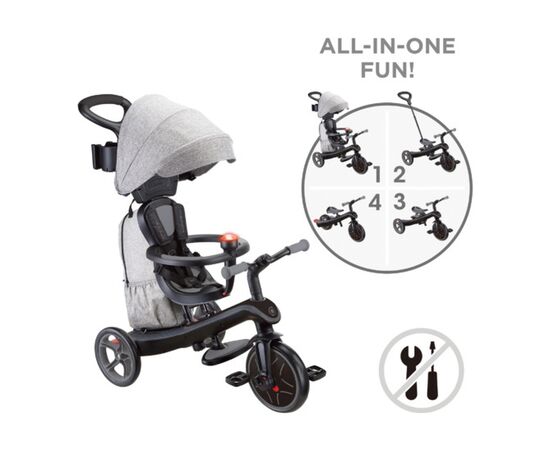 Дитячий велосипед Globber Explorer trike Deluxe play 4 в 1 чорно-сірий (636-120), зображення 5