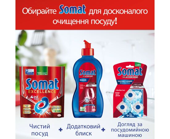 Таблетки для посудомийних машин Somat Excellence 30 шт. (9000101808292), зображення 7 Таблетки для посудомийних машин Somat Excellence 30 шт. (9000101808292), зображення 7