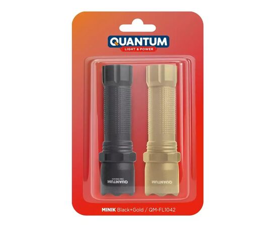 Фонарь Quantum QM-FL1042 Minik 3W LED з USB Black-Gold, 2 шт./уп. (QM-FL1042)