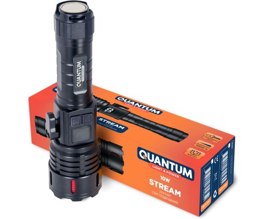 Фонарь Quantum QM-FL1036 STREAM 4500mAh 10WLED zoom +3WCOB Type-C/Power Bank (QM-FL1036), изображение 12 Фонарь Quantum QM-FL1036 STREAM 4500mAh 10WLED zoom +3WCOB Type-C/Power Bank (QM-FL1036), изображение 12