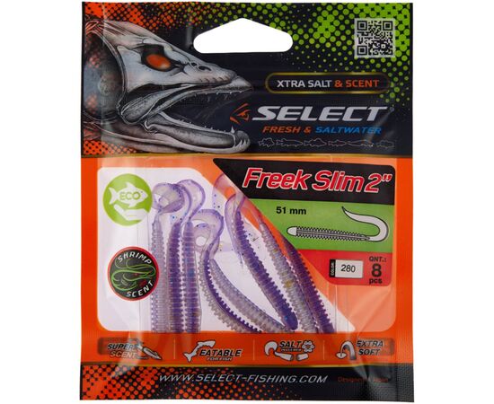Силикон рыболовный Select Freek Slim 2" 280 (8 шт/уп) (1870.72.54), изображение 2 Силикон рыболовный Select Freek Slim 2" 280 (8 шт/уп) (1870.72.54), изображение 2