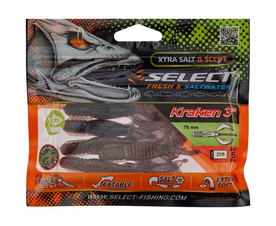 Силикон рыболовный Select Kraken 3" 206 (5 шт/уп) (1870.73.32), изображение 2 Силикон рыболовный Select Kraken 3" 206 (5 шт/уп) (1870.73.32), изображение 2