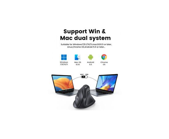 Мышка Ugreen MU008 Vertical Wireless Black (25444), изображение 6 Мышка Ugreen MU008 Vertical Wireless Black (25444), изображение 6