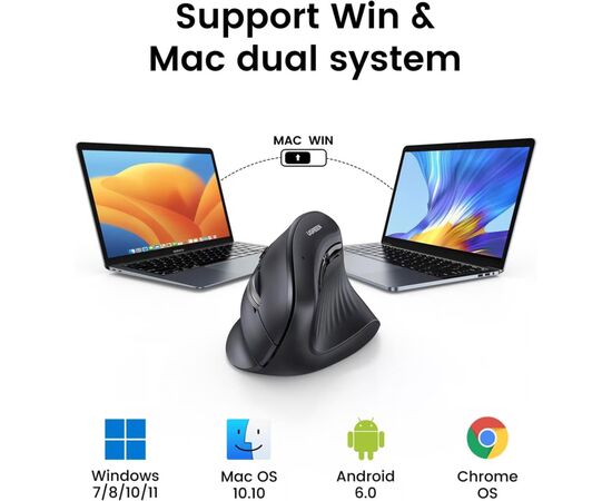 Мышка Ugreen MU008 Vertical Wireless Black (25444), изображение 8 Мышка Ugreen MU008 Vertical Wireless Black (25444), изображение 8