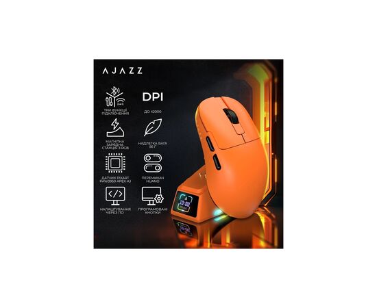 Мышка Ajazz AJ179APEX Wireless/Bluetooth/USB Orange (AJM179-A-O), изображение 8 Мышка Ajazz AJ179APEX Wireless/Bluetooth/USB Orange (AJM179-A-O), изображение 8