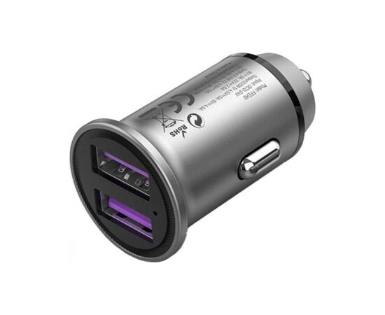 Зарядное устройство Vention 2USB-A 30W QC3.0 Gray Mini Style Aluminium Alloy Type (FFEH0), изображение 2 Зарядное устройство Vention 2USB-A 30W QC3.0 Gray Mini Style Aluminium Alloy Type (FFEH0), изображение 2