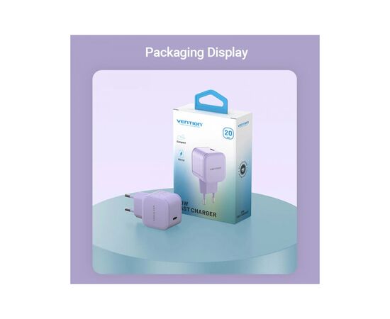 Зарядное устройство Vention 1xUSB-C 20W PD3.0/QC3.0 Purple (FEJV0-EU), изображение 5 Зарядное устройство Vention 1xUSB-C 20W PD3.0/QC3.0 Purple (FEJV0-EU), изображение 5