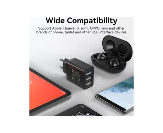 Зарядное устройство Vention 3xUSB A 12W Black (FEAB0-EU), изображение 5 Зарядное устройство Vention 3xUSB A 12W Black (FEAB0-EU), изображение 5