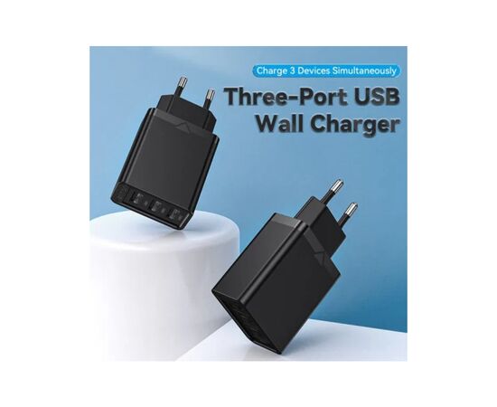 Зарядное устройство Vention 3xUSB A 12W Black (FEAB0-EU), изображение 6 Зарядное устройство Vention 3xUSB A 12W Black (FEAB0-EU), изображение 6