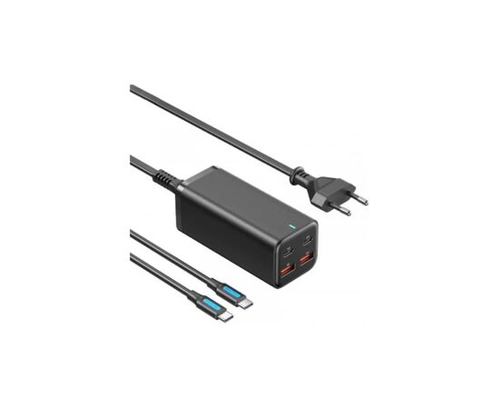 Зарядний пристрій Vention 4xUSB 100W (2xUSB-C+2xUSB-A) PD3.0/QC 3.0/GaN Black (FBSBG-EU)