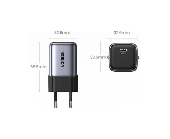 Зарядное устройство Ugreen 1xUSB 30W (USB-C) Gan PD Nexode Mini + PD cable Grey CD319 (25257), изображение 5 Зарядное устройство Ugreen 1xUSB 30W (USB-C) Gan PD Nexode Mini + PD cable Grey CD319 (25257), изображение 5