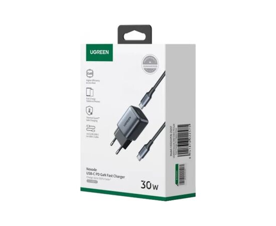 Зарядное устройство Ugreen 1xUSB 30W (USB-C) Gan PD Nexode Mini + PD cable Grey CD319 (25257), изображение 6 Зарядное устройство Ugreen 1xUSB 30W (USB-C) Gan PD Nexode Mini + PD cable Grey CD319 (25257), изображение 6