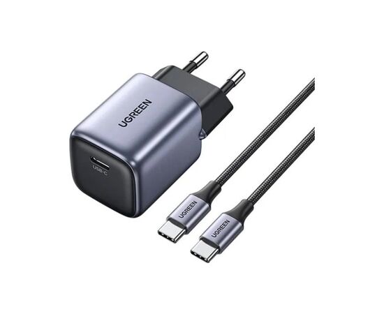 Зарядний пристрій Ugreen 1xUSB 30W (USB-C) Gan PD Nexode Mini + PD cable Grey CD319 (25257)