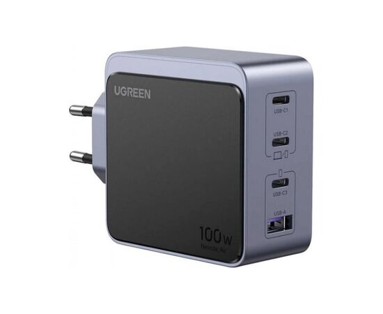 Зарядний пристрій Ugreen 4xUSB 100W (3xUSB-C+USB-A) Gan Nexode Fast Charger Grey X565 (35043)