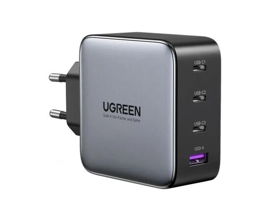 Зарядний пристрій Ugreen 4xUSB 100W (3xUSB-C+USB-A) Gan Tech Fast GAN Charger black CD226 (40747)