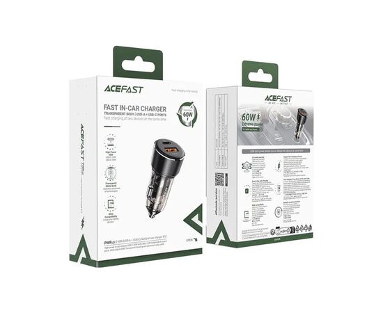 Зарядное устройство Acefast 2xUSB 60W (USB-C + USB-A) B12 (6974316282914), изображение 4 Зарядное устройство Acefast 2xUSB 60W (USB-C + USB-A) B12 (6974316282914), изображение 4