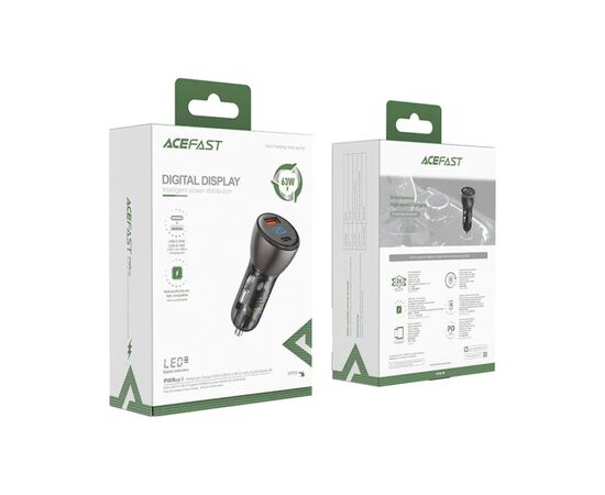 Зарядное устройство Acefast 2xUSB 63W (USB-C + USB-A) B6 with digital display (6974316280972), изображение 5 Зарядное устройство Acefast 2xUSB 63W (USB-C + USB-A) B6 with digital display (6974316280972), изображение 5