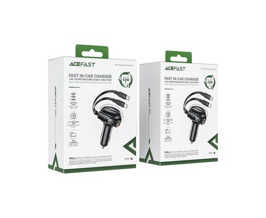 Зарядное устройство Acefast 3xUSB 53W (2xUSB-C+USB-A) + cable USB-C 2in1 B13 (6974316282921), изображение 5 Зарядное устройство Acefast 3xUSB 53W (2xUSB-C+USB-A) + cable USB-C 2in1 B13 (6974316282921), изображение 5