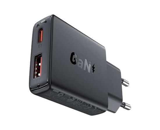 Зарядное устройство Acefast 2xUSB 30W (USB-C+USB-A) Gan A69 ultra-thin Fast Charger Black (6974316282709), изображение 2 Зарядное устройство Acefast 2xUSB 30W (USB-C+USB-A) Gan A69 ultra-thin Fast Charger Black (6974316282709), изображение 2
