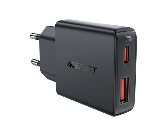 Зарядное устройство Acefast 2xUSB 30W (USB-C+USB-A) Gan A69 ultra-thin Fast Charger Black (6974316282709)