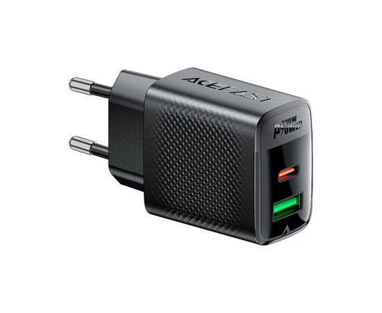 Зарядное устройство Acefast 2xUSB 30W (USB-C+USB-A) Gan A98 Black (6974316283263), изображение 2 Зарядное устройство Acefast 2xUSB 30W (USB-C+USB-A) Gan A98 Black (6974316283263), изображение 2