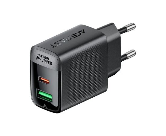 Зарядное устройство Acefast 2xUSB 30W (USB-C+USB-A) Gan A98 Black (6974316283263)