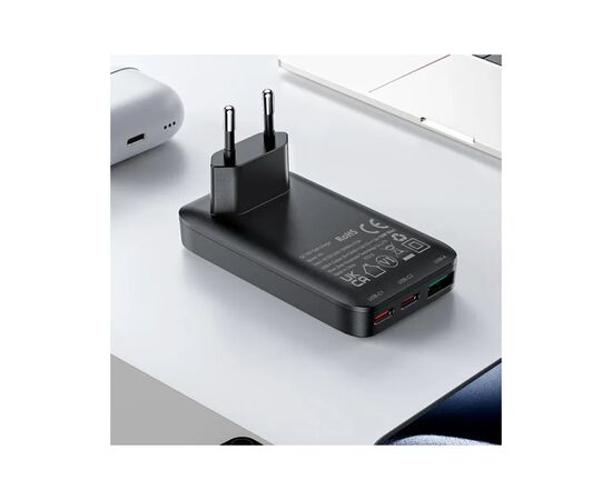 Зарядное устройство Acefast 3xUSB 65W (2xUSB-C+USB-A) Gan A100 Fast Charger Ultra thin black (6974316283492), изображение 7 Зарядное устройство Acefast 3xUSB 65W (2xUSB-C+USB-A) Gan A100 Fast Charger Ultra thin black (6974316283492), изображение 7