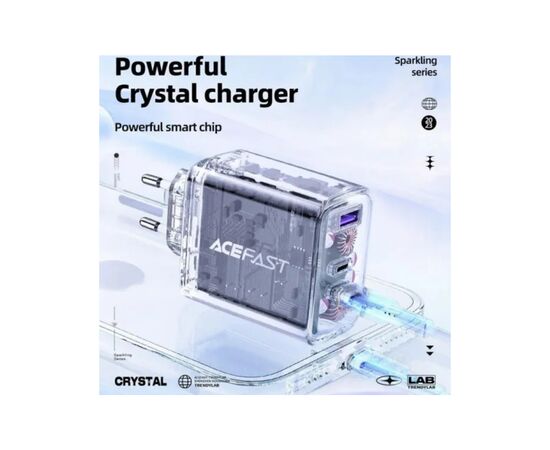 Зарядное устройство Acefast 3xUSB 65W (2xUSB-C+USB-A) Gan A45 Fast Charger Mica gray (6974316282105), изображение 3 Зарядное устройство Acefast 3xUSB 65W (2xUSB-C+USB-A) Gan A45 Fast Charger Mica gray (6974316282105), изображение 3