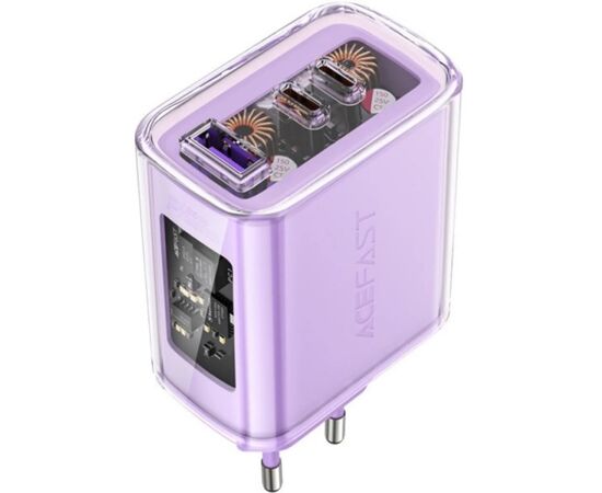 Зарядное устройство Acefast 3xUSB 65W (2xUSB-C+USB-A) Gan A45 Fast Charger Purple alfalfa (6974316282075), изображение 2 Зарядное устройство Acefast 3xUSB 65W (2xUSB-C+USB-A) Gan A45 Fast Charger Purple alfalfa (6974316282075), изображение 2