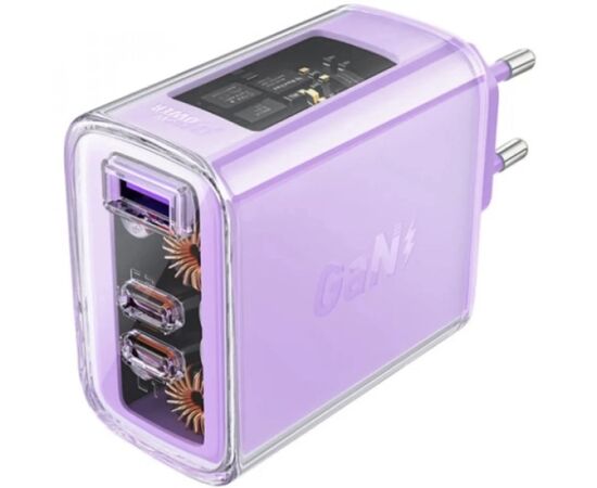 Зарядное устройство Acefast 3xUSB 65W (2xUSB-C+USB-A) Gan A45 Fast Charger Purple alfalfa (6974316282075)