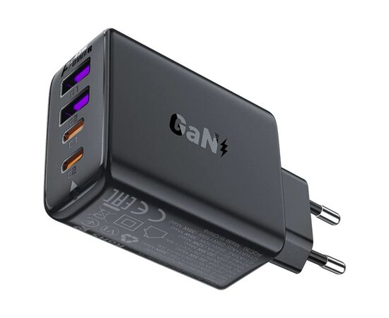 Зарядное устройство Acefast 4xUSB 45W (2xUSB-C+2xUSB-A) Gan A61 Fast Charger Black (6974316282754), изображение 3 Зарядное устройство Acefast 4xUSB 45W (2xUSB-C+2xUSB-A) Gan A61 Fast Charger Black (6974316282754), изображение 3