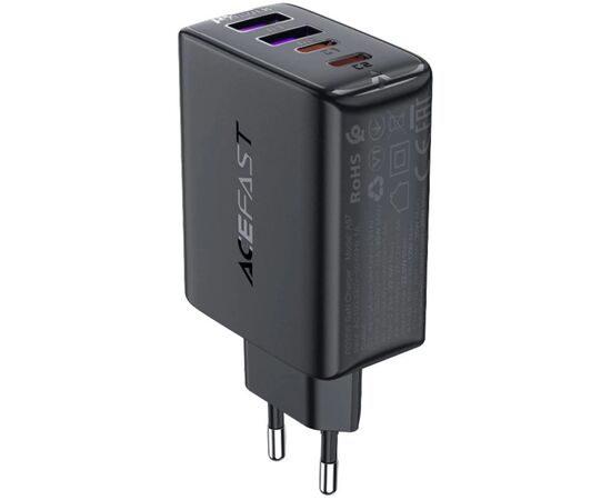 Зарядное устройство Acefast 4xUSB 45W (2xUSB-C+2xUSB-A) Gan A61 Fast Charger Black (6974316282754), изображение 4 Зарядное устройство Acefast 4xUSB 45W (2xUSB-C+2xUSB-A) Gan A61 Fast Charger Black (6974316282754), изображение 4