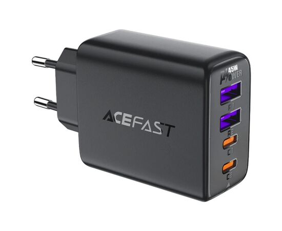 Зарядний пристрій Acefast 4xUSB 45W (2xUSB-C+2xUSB-A) Gan A61 Fast Charger Black (6974316282754)