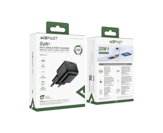 Зарядное устройство Acefast USB-C 20W Gan A73 mini Fast Charger Black (6974316282648), изображение 4 Зарядное устройство Acefast USB-C 20W Gan A73 mini Fast Charger Black (6974316282648), изображение 4