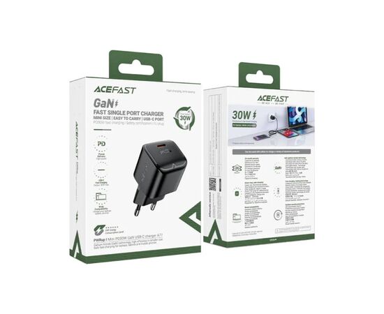 Зарядное устройство Acefast USB-C 30W Gan A77 mini Fast Charger Black (6974316282662), изображение 4 Зарядное устройство Acefast USB-C 30W Gan A77 mini Fast Charger Black (6974316282662), изображение 4